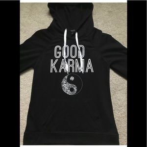 Rue 21 Good Karma Hoodie Black/White Sz Medium